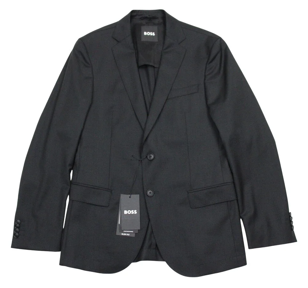 Hugo Boss Suit 34 R Mens Black Wool Slim Fit Neight Byte 2 Piece NWT 2 Button